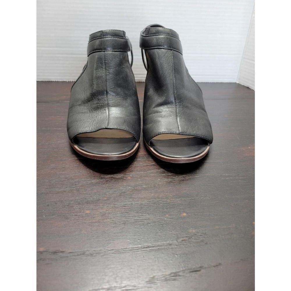 FRANCO SARLO Genuine Leather Black Harlet Sandel Sz 8.5 M Block Heel Ankle Strap
